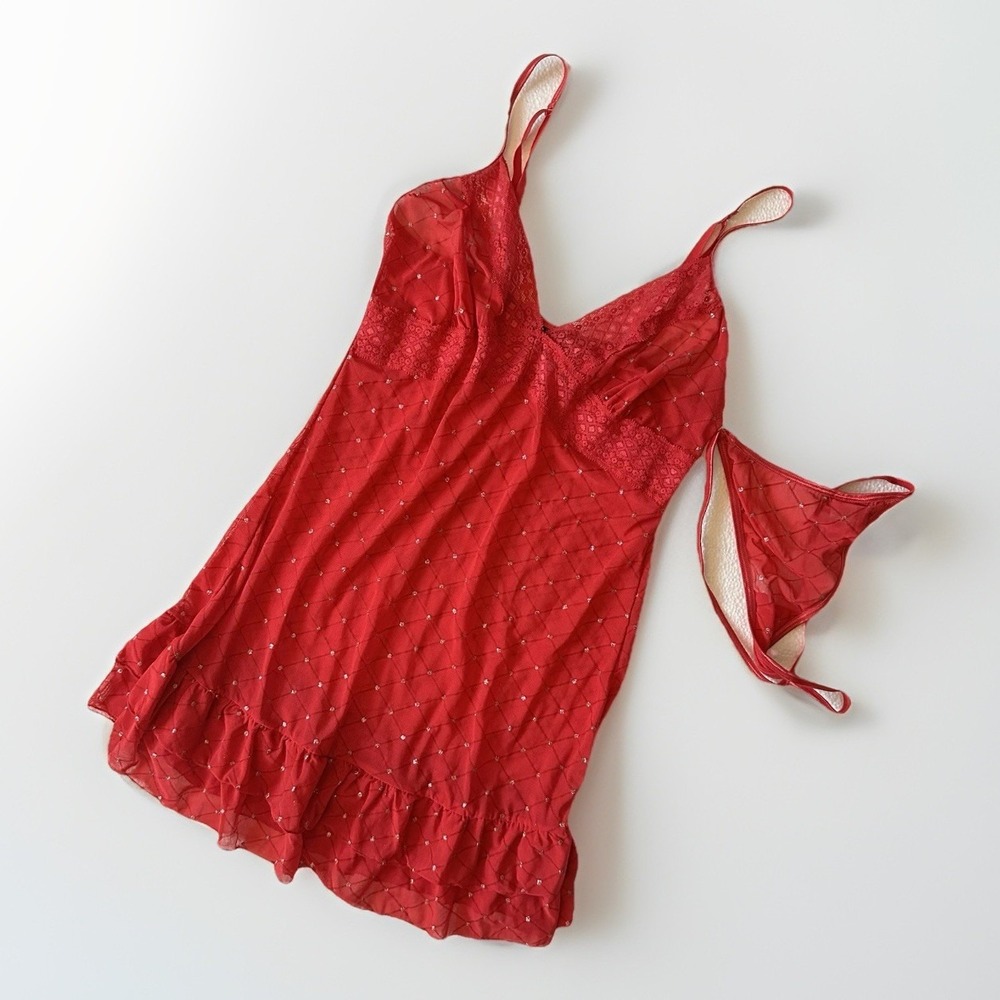 Rampage Womens Y2K Lace Mini Slip Dress Size 1X‎ Pink Coquette Sexy Dainty NWOT